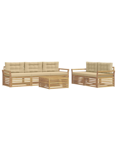 Set di divani da esterno 6 pcs Bianco e Beige