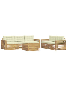 Set di divani da esterno 6 pcs Bianco e Crema 2