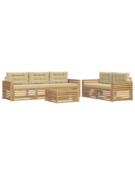 Set di divani da esterno 6 pcs Bianco e Beige