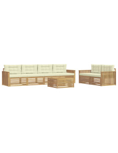 Set di divani da esterno 7 pcs Bianco e Crema 2