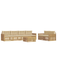 Set di divani da esterno 7 pcs Bianco e Beige 2