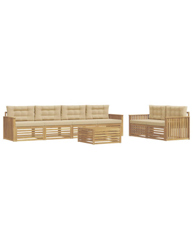 Set di divani da esterno 7 pcs Bianco e Beige