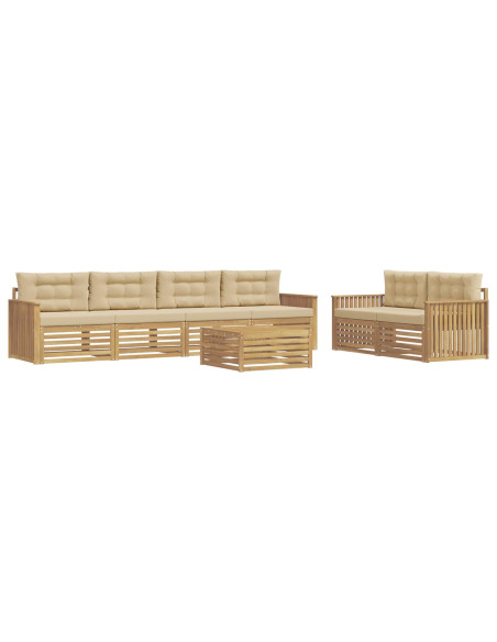 Set di divani da esterno 7 pcs Bianco e Beige