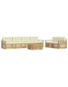 Set di divani da esterno 7 pcs Bianco e Crema 2