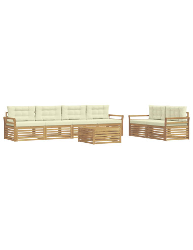 Set di divani da esterno 7 pcs Bianco e Crema