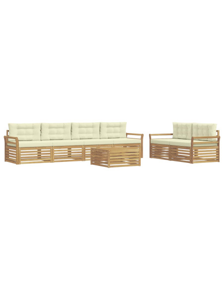 Set di divani da esterno 7 pcs Bianco e Crema
