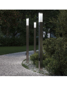 Lampioni a dissuasore con sensore e presa 3 pz 110 cm Acciaio Inox IP44