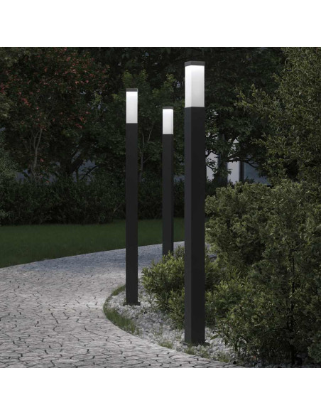 Lampioni a palo 3 pz 110 cm Nero IP44