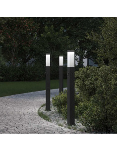 Lampioni a paletto con sensore 3 pz 80 cm neri IP44
