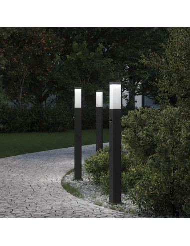 Lampioni a paletto con sensore 3 pz 80 cm neri IP44