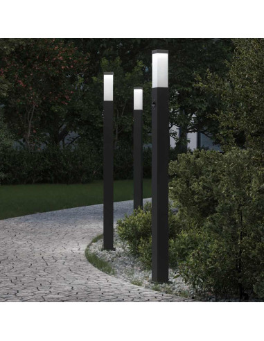 Lampioni a paletto con sensore 3 pz 110 cm neri IP44