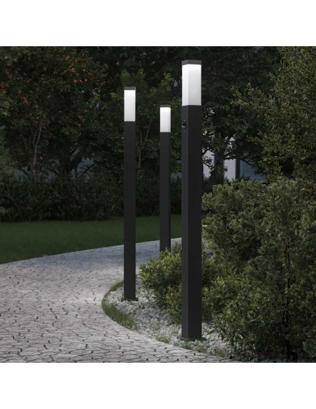 Lampioni a paletto con sensore 3 pz 110 cm neri IP44
