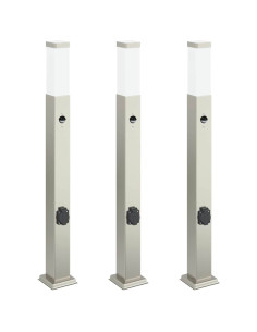 Lampioni a dissuasore con sensore e presa 3 pz 80 cm Acciaio Inox IP44 2