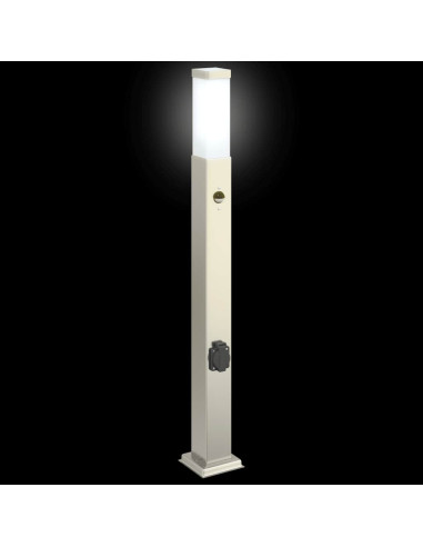 Lampioni a dissuasore con sensore e presa 3 pz 80 cm Acciaio Inox IP44
