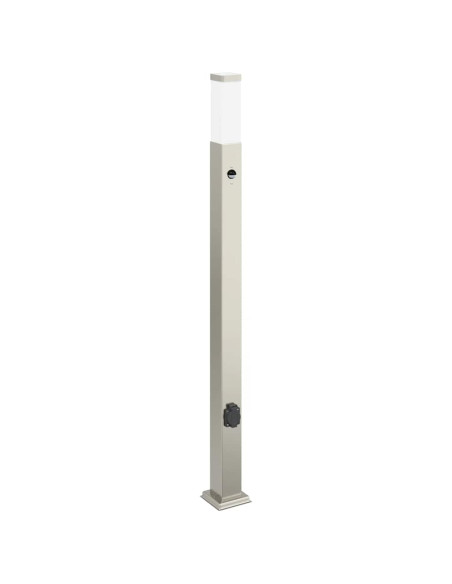 Lampada a paletto con sensore e presa 110 cm Acciaio Inox IP44