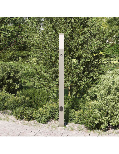 Lampada a paletto con sensore e presa 110 cm Acciaio Inox IP44
