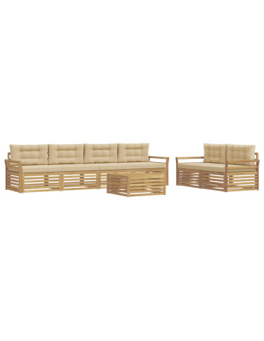Set di divani da esterno 7 pcs Bianco e Beige