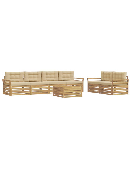 Set di divani da esterno 7 pcs Bianco e Beige