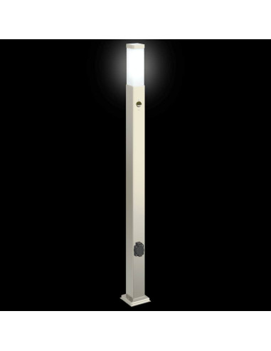Lampada a paletto con sensore e presa 110 cm Acciaio Inox IP44