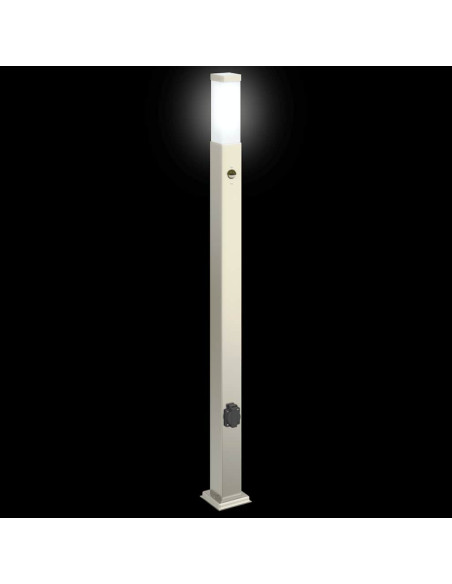 Lampada a paletto con sensore e presa 110 cm Acciaio Inox IP44