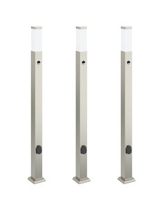 Lampioni a dissuasore con sensore e presa 3 pz 110 cm Acciaio Inox IP44 2