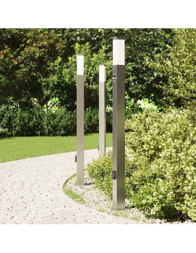 Lampioni a dissuasore con sensore e presa 3 pz 110 cm Acciaio Inox IP44