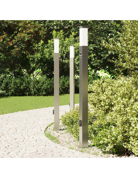 Lampioni a dissuasore con sensore e presa 3 pz 110 cm Acciaio Inox IP44