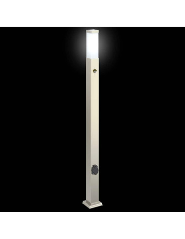 Lampioni a dissuasore con sensore e presa 3 pz 110 cm Acciaio Inox IP44