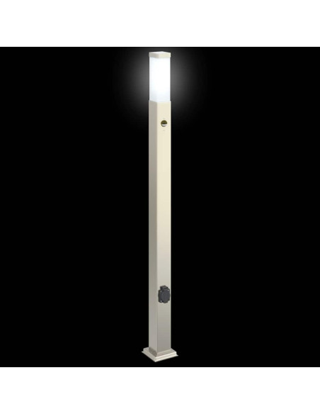 Lampioni a dissuasore con sensore e presa 3 pz 110 cm Acciaio Inox IP44