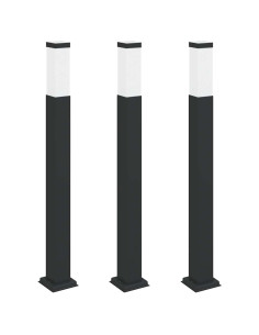 Lampioni a palo 3 pz 80 cm Nero IP44 2