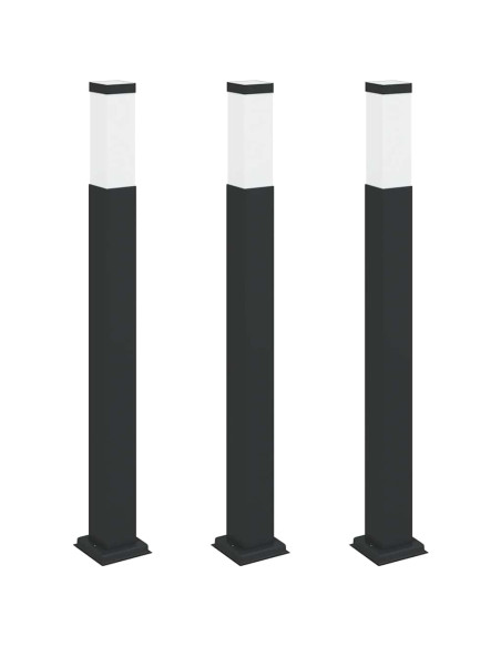 Lampioni a palo 3 pz 80 cm Nero IP44