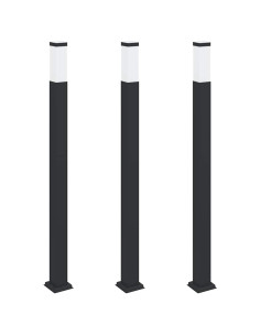 Lampioni a palo 3 pz 110 cm Nero IP44 2