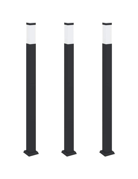 Lampioni a palo 3 pz 110 cm Nero IP44