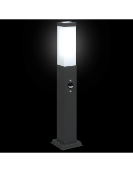 Lampada a paletto con sensore 50 cm Nera IP44