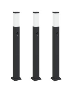 Lampioni a paletto con sensore 3 pz 80 cm neri IP44 2