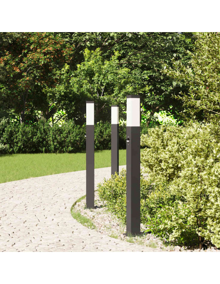 Lampioni a paletto con sensore 3 pz 80 cm neri IP44
