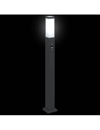 Lampioni a paletto con sensore 3 pz 80 cm neri IP44