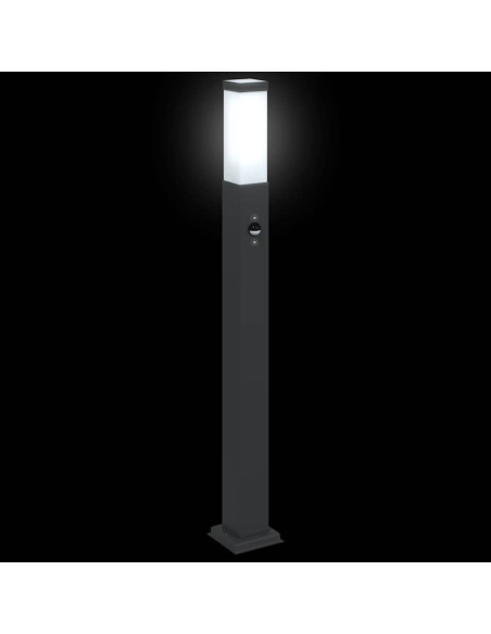 Lampioni a paletto con sensore 3 pz 80 cm neri IP44