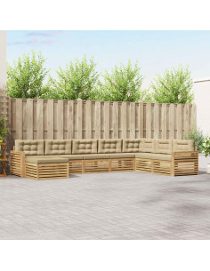 Set di divani da esterno 8 pcs Bianco e Beige