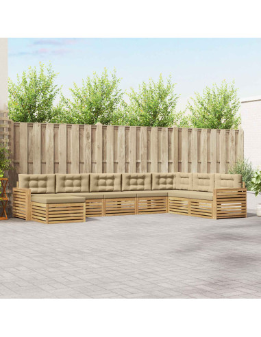 Set di divani da esterno 8 pcs Bianco e Beige