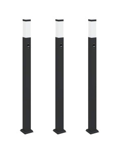 Lampioni a paletto con sensore 3 pz 110 cm neri IP44 2