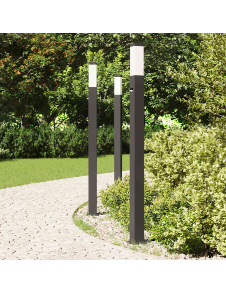 Lampioni a paletto con sensore 3 pz 110 cm neri IP44