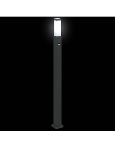 Lampioni a paletto con sensore 3 pz 110 cm neri IP44