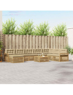Set di divani da esterno 9 pcs Bianco e Beige