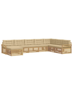 Set di divani da esterno 8 pcs Bianco e Beige 2