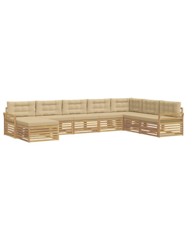 Set di divani da esterno 8 pcs Bianco e Beige