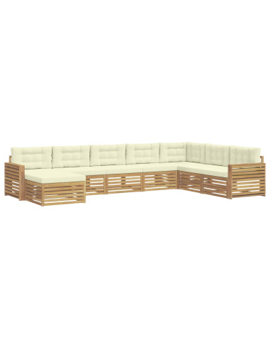 Set di divani da esterno 8 pcs Bianco e Crema