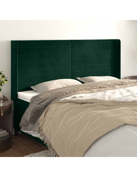Testiera ad Orecchio Verde Scuro 203x16x118/128 cm in Velluto