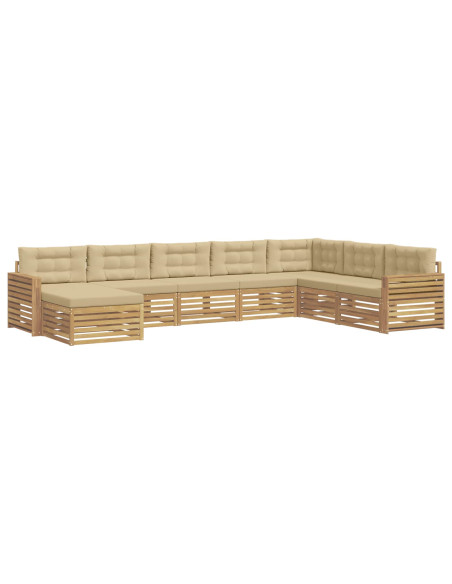 Set di divani da esterno 8 pcs Bianco e Beige