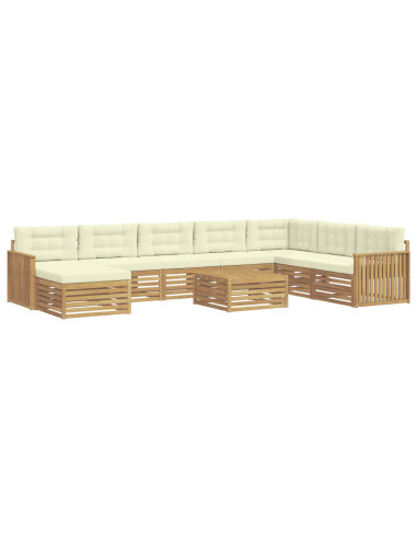 Set di divani da esterno 9 pcs Bianco e Crema